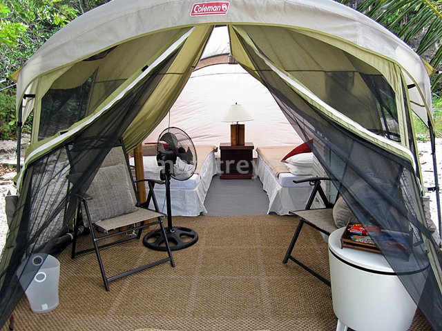 He was also the one who set up our glamping tent near the lagoon area